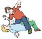 Ein Mann verprügelt einen anderen Mann.